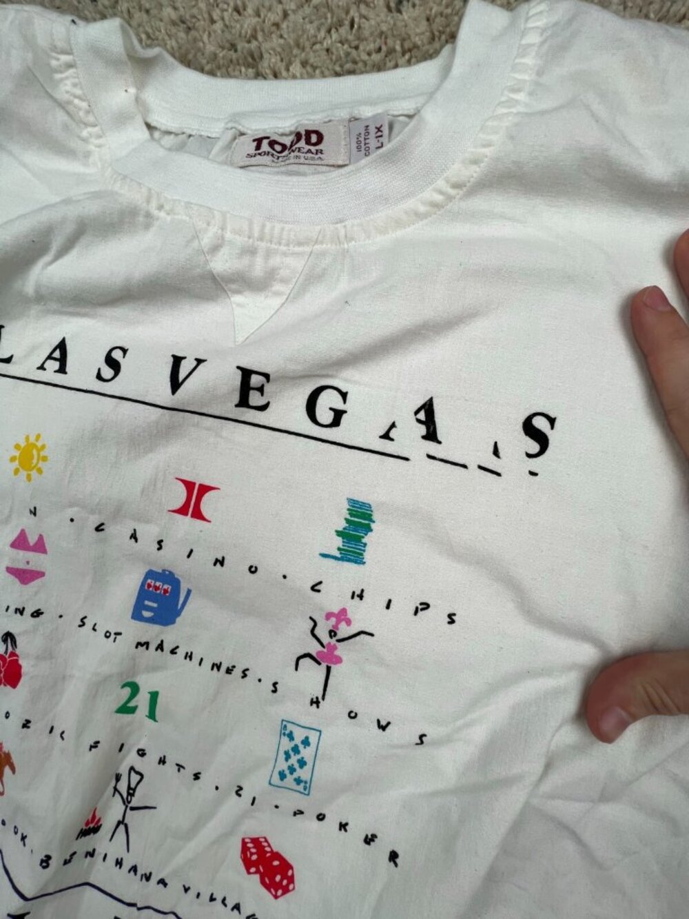 VTG White Long Sleeve T Shirt Luke A Tuke 1998 Hilton Las Vegas 21 Embroidered - Picture 9 of 14